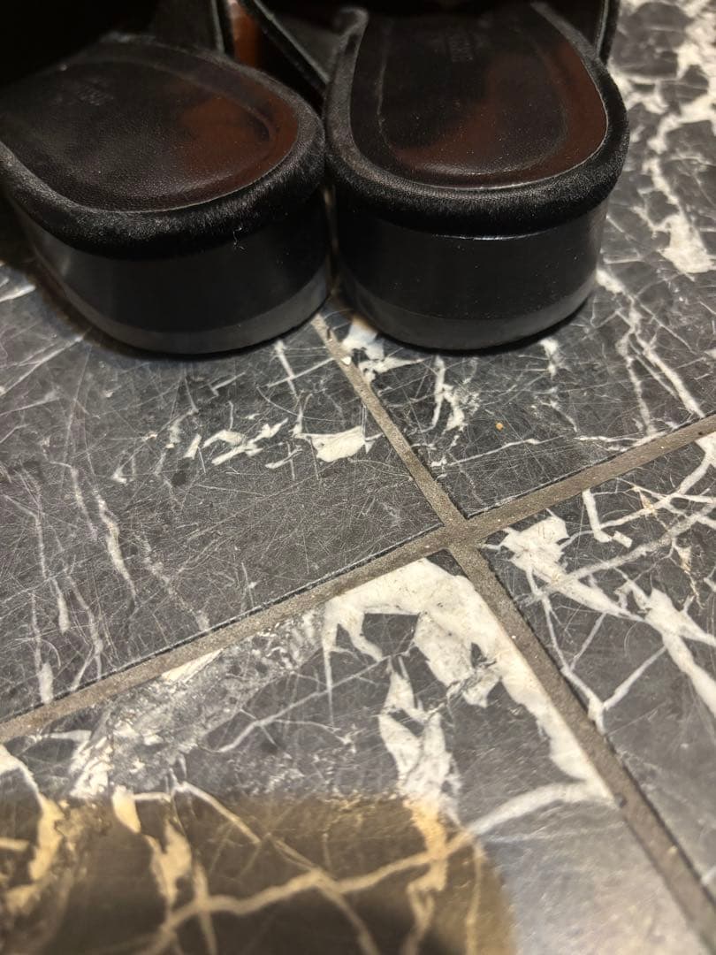 HERMES ブラック スエード ミュール　38