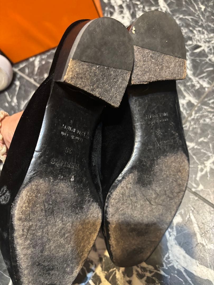 HERMES ブラック スエード ミュール　38