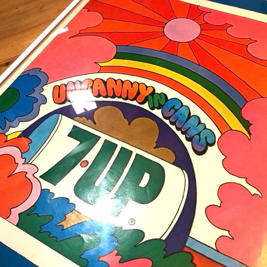 レア　60年代　セブンアップ　7up ポスター　ピーターマックス　看板　ガレージ