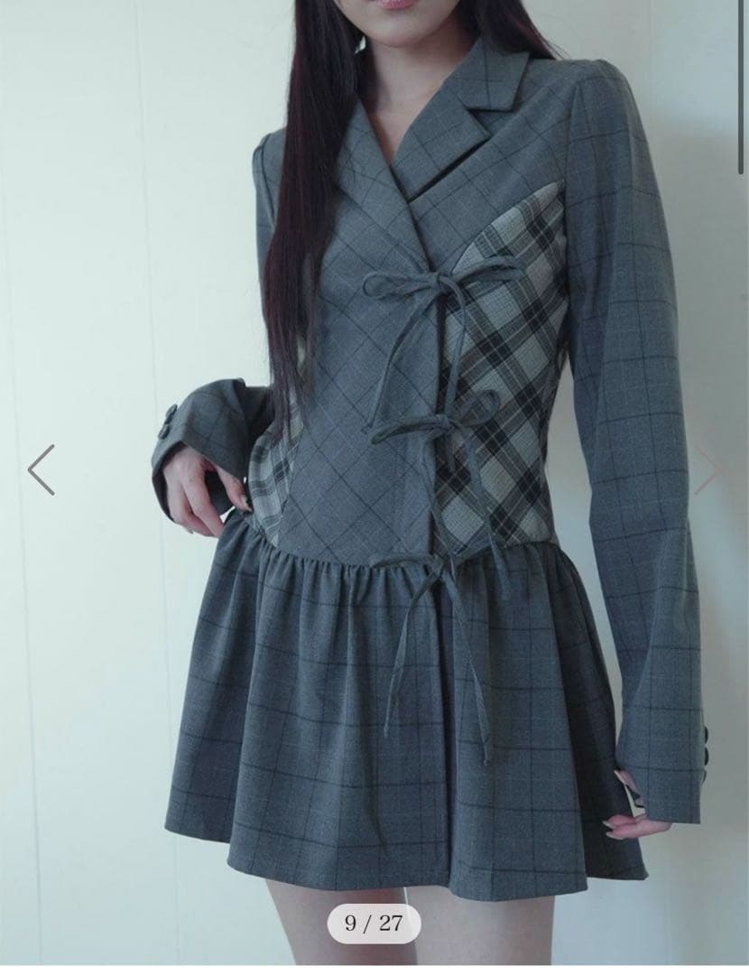 BUBBLES ミックスチェックジャケットワンピース