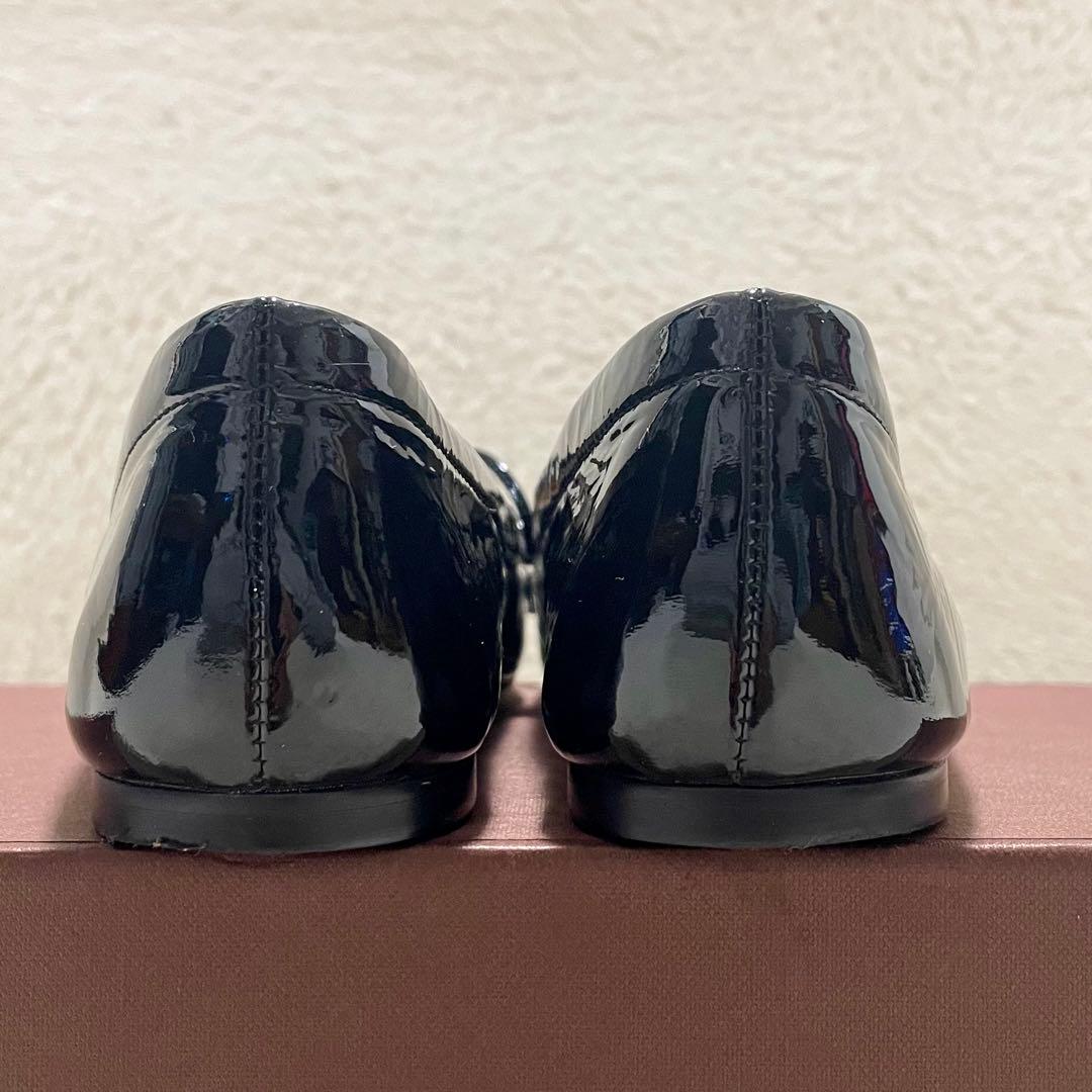 美品 PIPPICHIC ピッピシック スクエアトゥ エナメル フラットシューズ