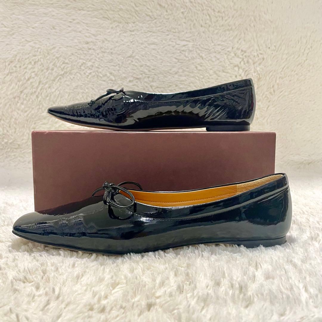 美品 PIPPICHIC ピッピシック スクエアトゥ エナメル フラットシューズ
