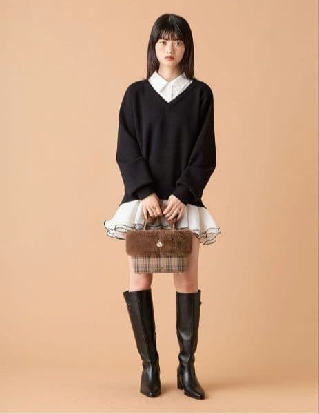 新品未使用タグ付き☆リリーブラウン　シャツドッキングフリルミニワンピース