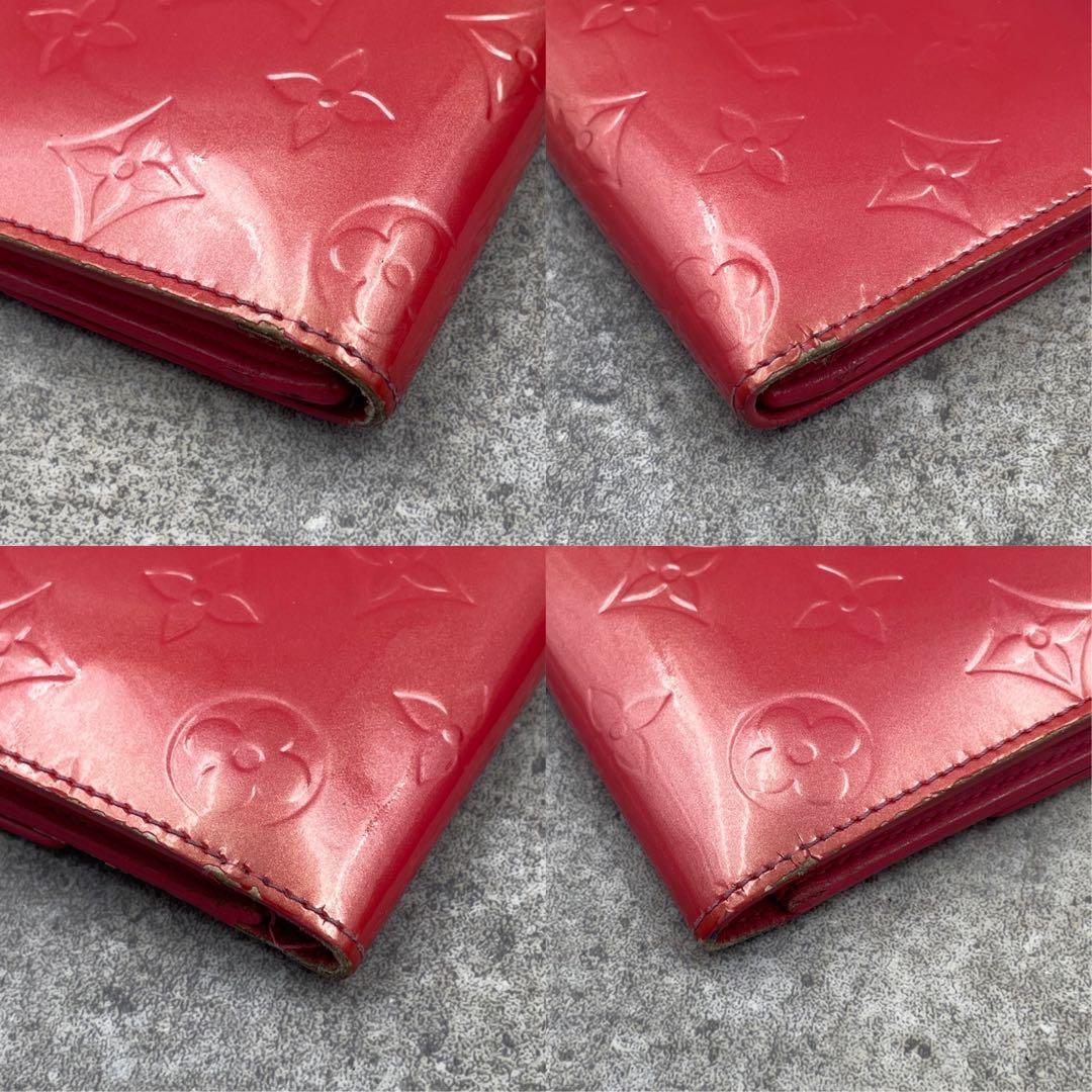 【微美品】ルイヴィトン　ヴェルニ　長財布　折り財布　レッド　赤