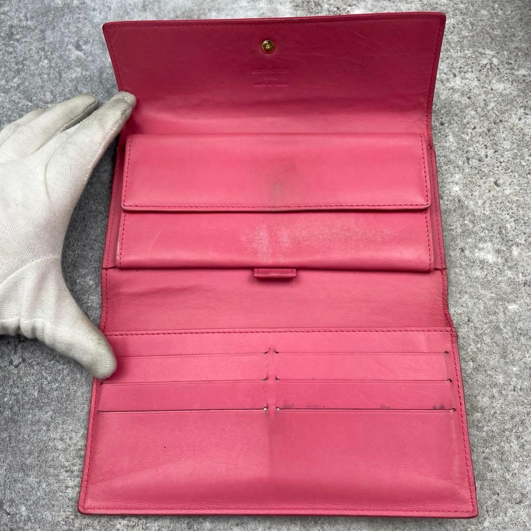 【微美品】ルイヴィトン　ヴェルニ　長財布　折り財布　レッド　赤