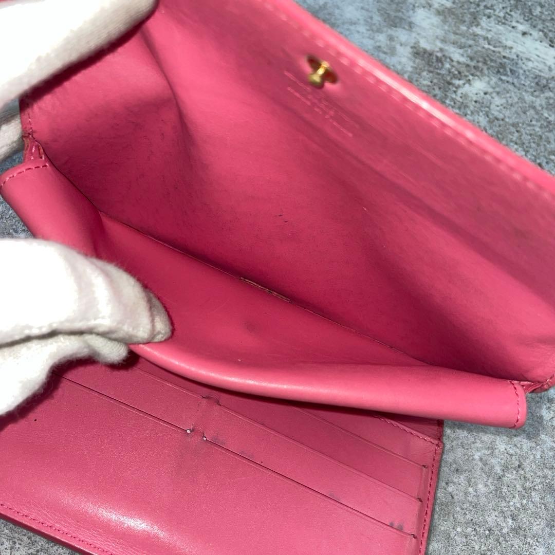 【微美品】ルイヴィトン　ヴェルニ　長財布　折り財布　レッド　赤