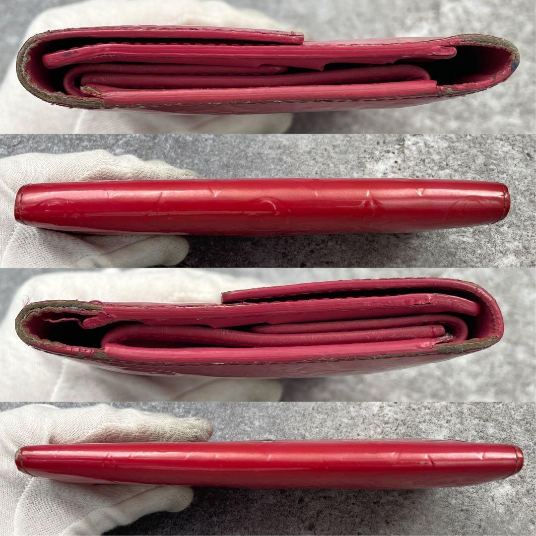 【微美品】ルイヴィトン　ヴェルニ　長財布　折り財布　レッド　赤