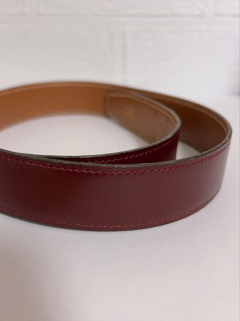 エルメス　HERMES ベルト　ホースバックル　レッド　キャメル