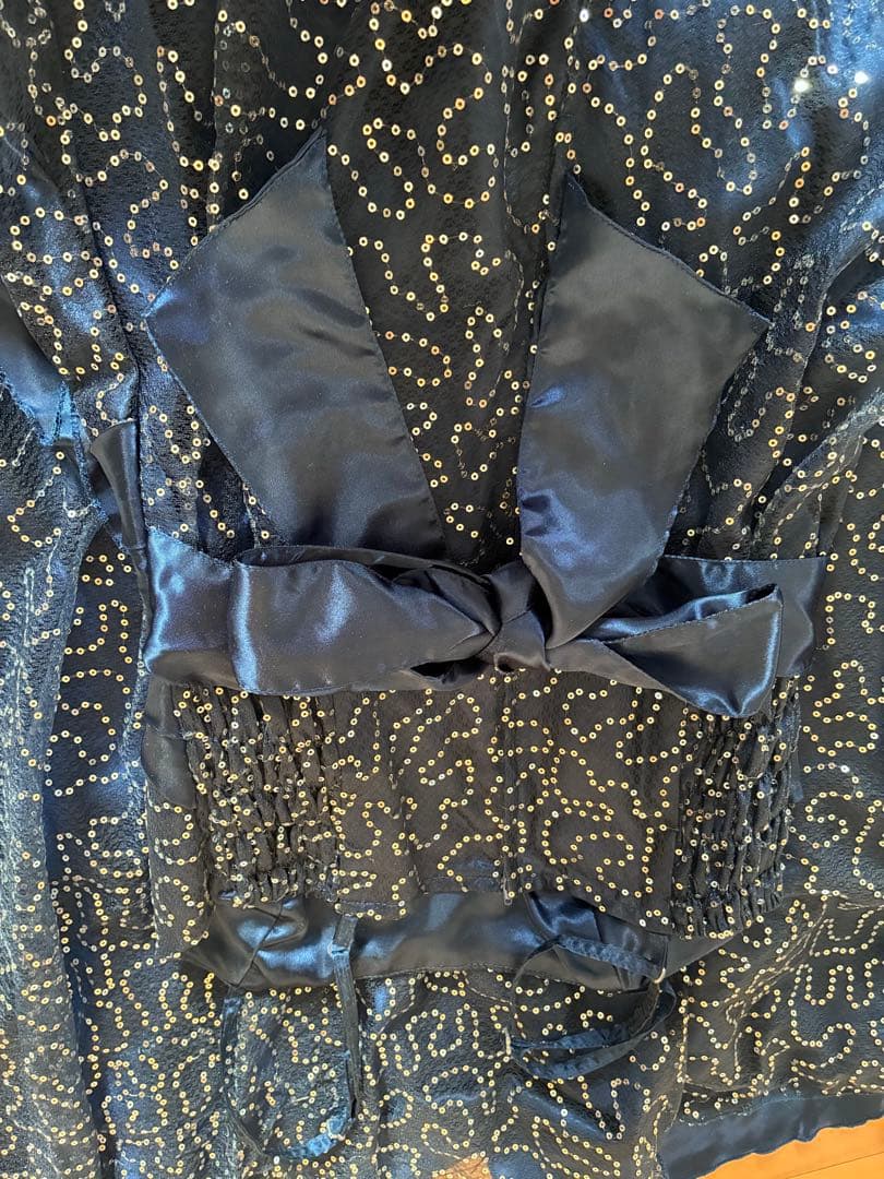 ネイビーブルー スリーブレス ロングドレス