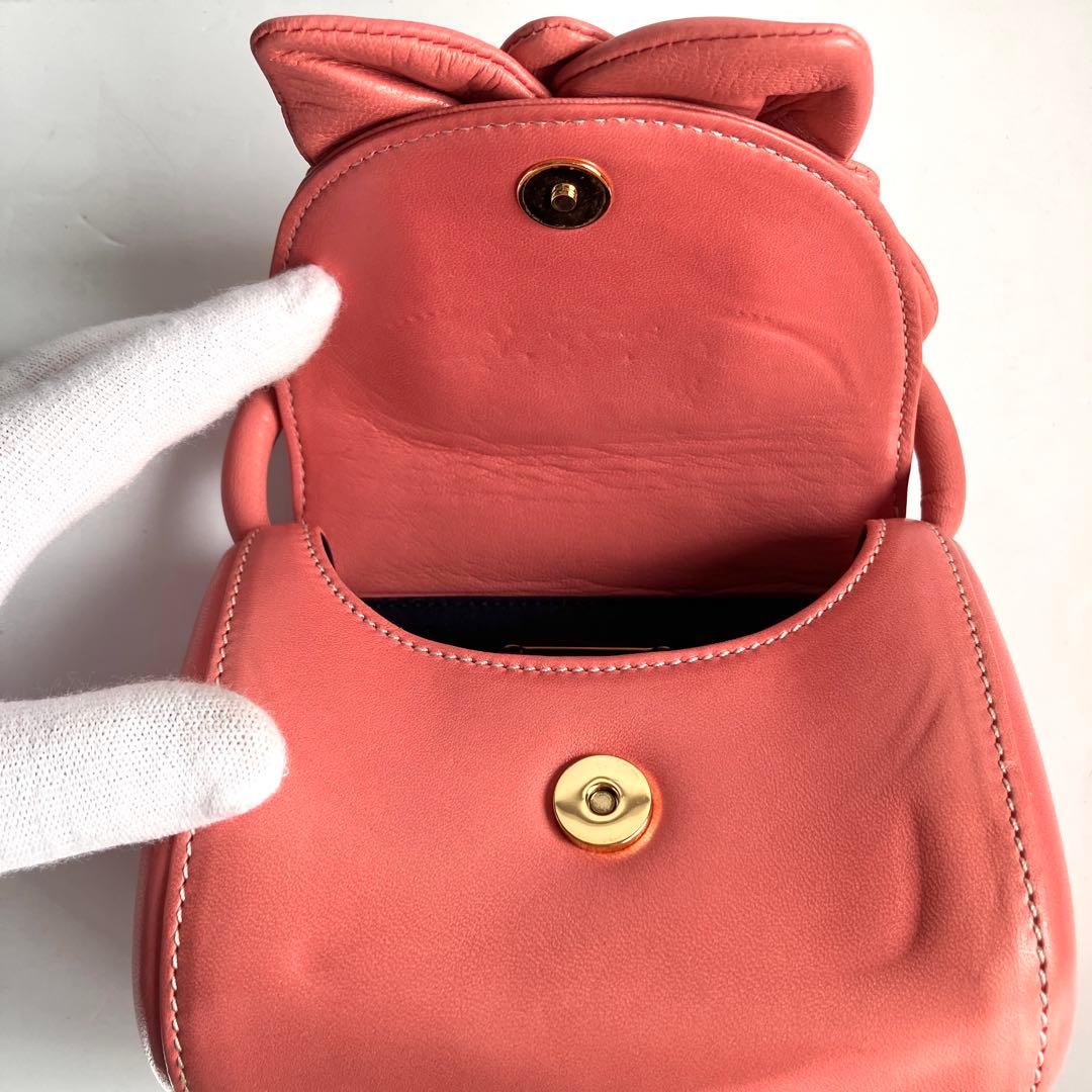 LOEWE 花モチーフ ピンクレザー ミニハンドバッグ