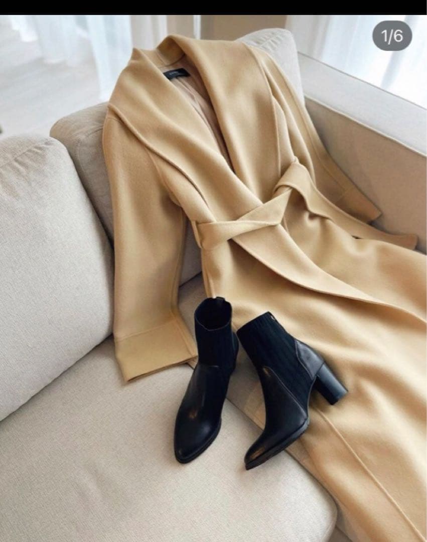 エヌー ハンドメイドショールカラーウールコート　ベージュ F