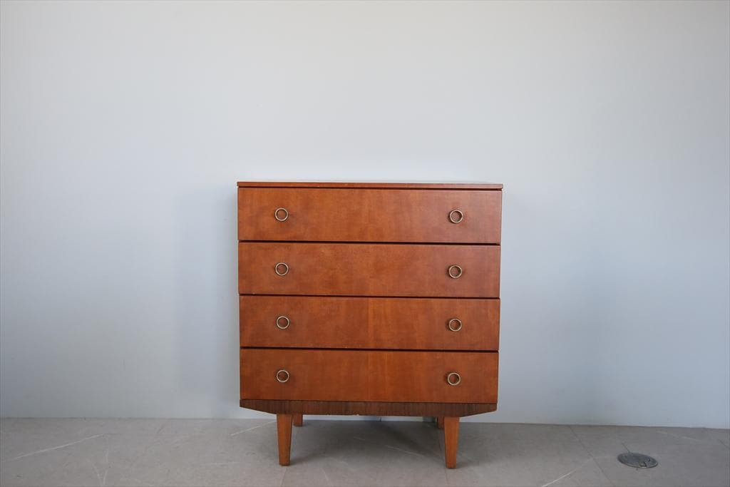 英国アンティークチーク古木4杯ドロワー/木製チェスト/タンス箪笥(92-269)