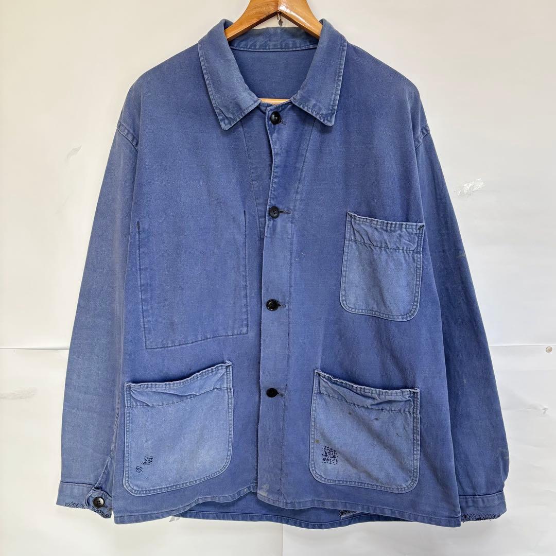 70sフレンチ　フェードカバーオール　ヴィンテージ　襤褸　ユーロワークボロの美学