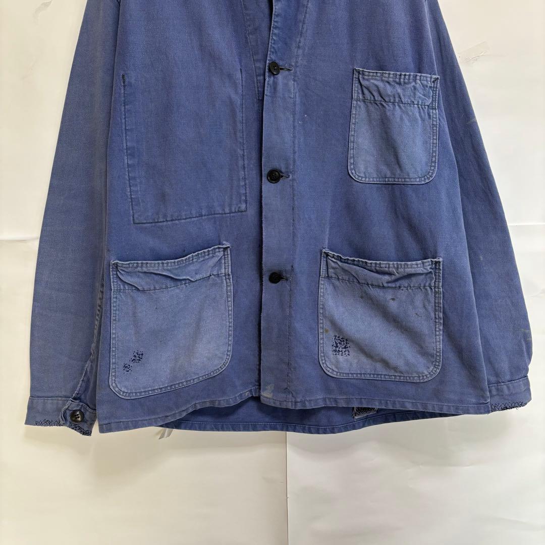 70sフレンチ　フェードカバーオール　ヴィンテージ　襤褸　ユーロワークボロの美学