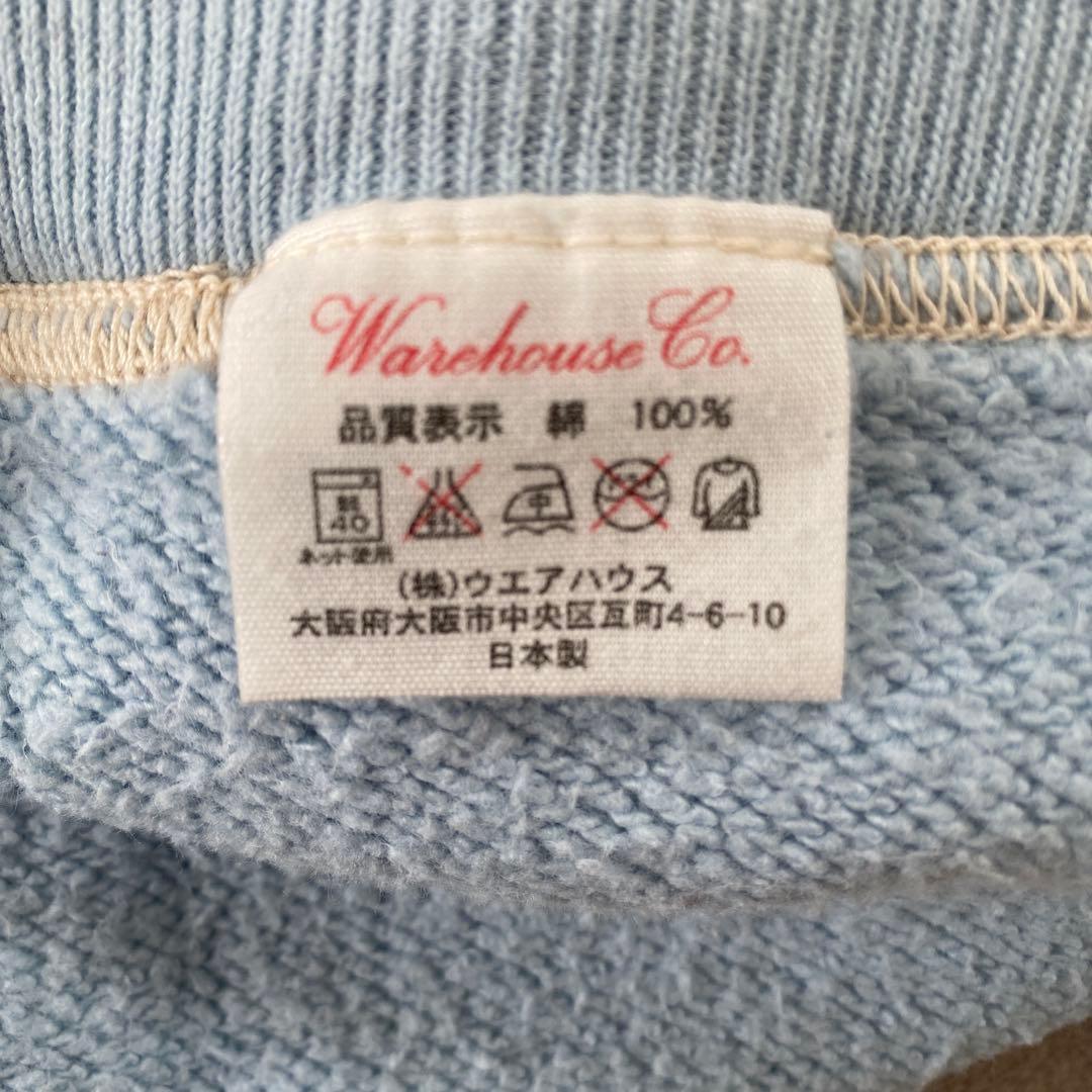 Warehouse 両V スウェット フロッキープリント 40 サックスブルー