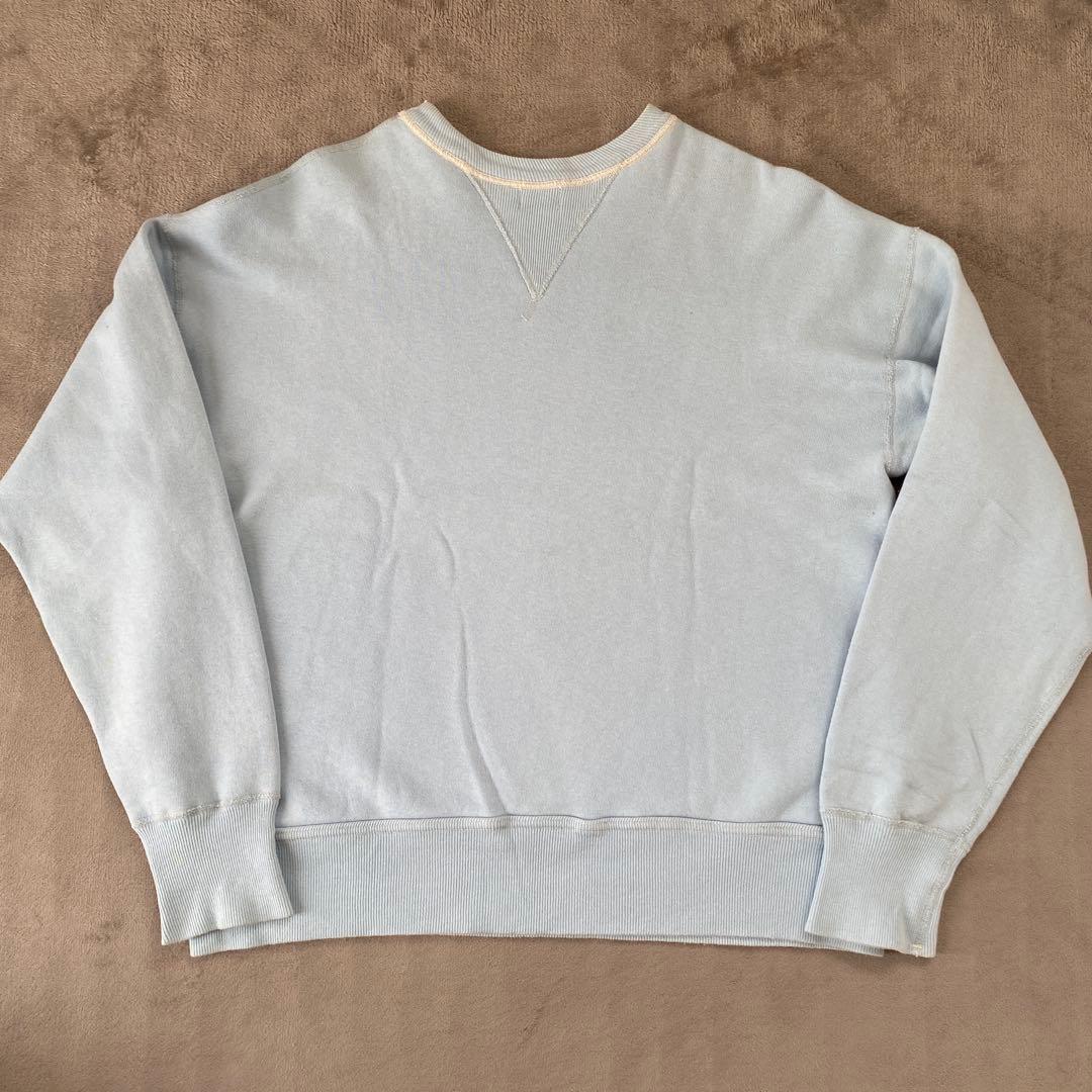 Warehouse 両V スウェット フロッキープリント 40 サックスブルー