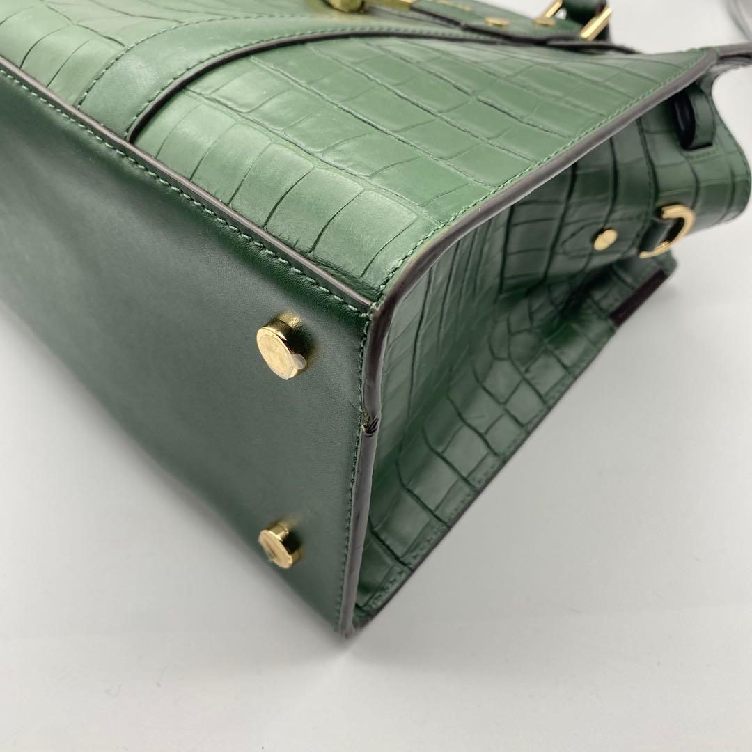 【未使用級】マイケルコース・クロコ型押し・ヌーボーハミルトン・2wayバッグ・緑