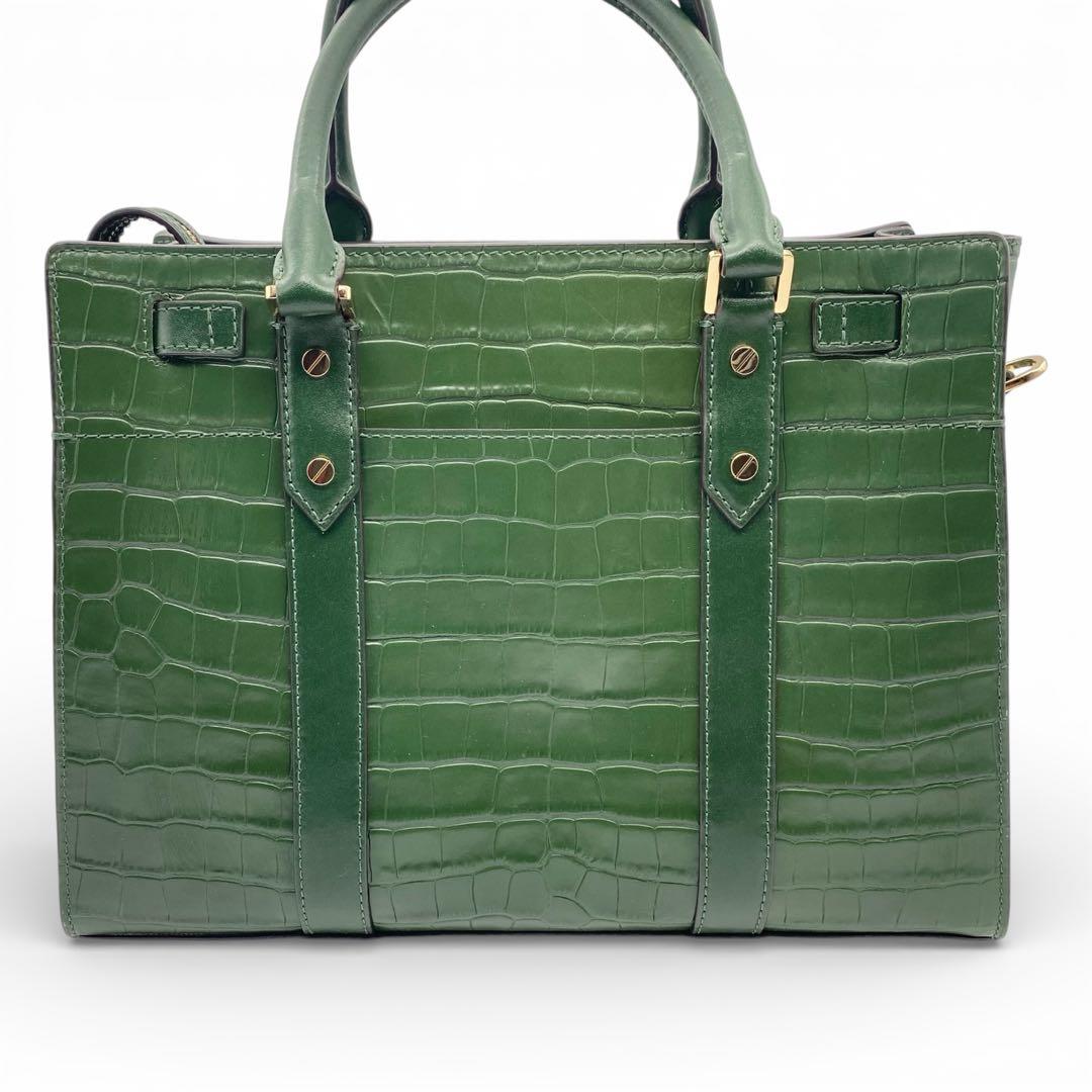 【未使用級】マイケルコース・クロコ型押し・ヌーボーハミルトン・2wayバッグ・緑