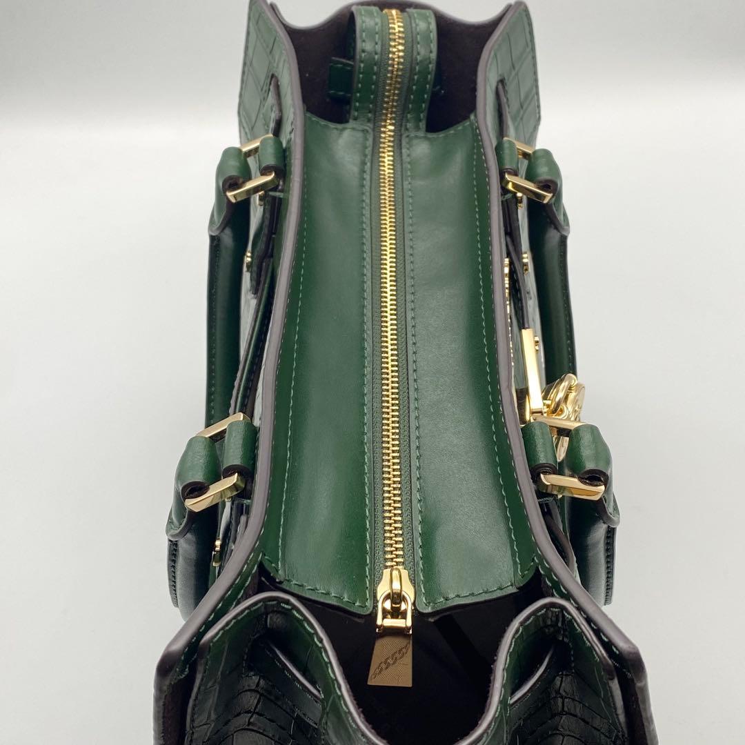 【未使用級】マイケルコース・クロコ型押し・ヌーボーハミルトン・2wayバッグ・緑