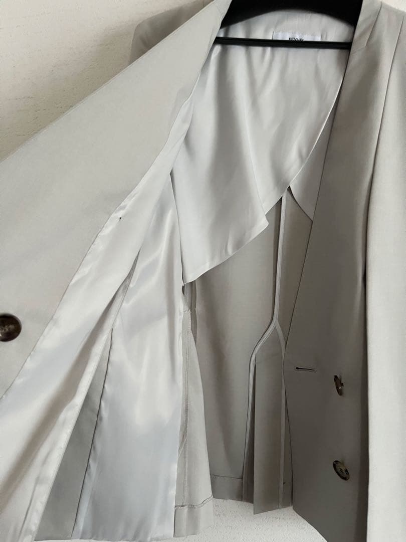 新品/FENNEL/ダブルフロント2wayノーカラージャケット（杢グレー）