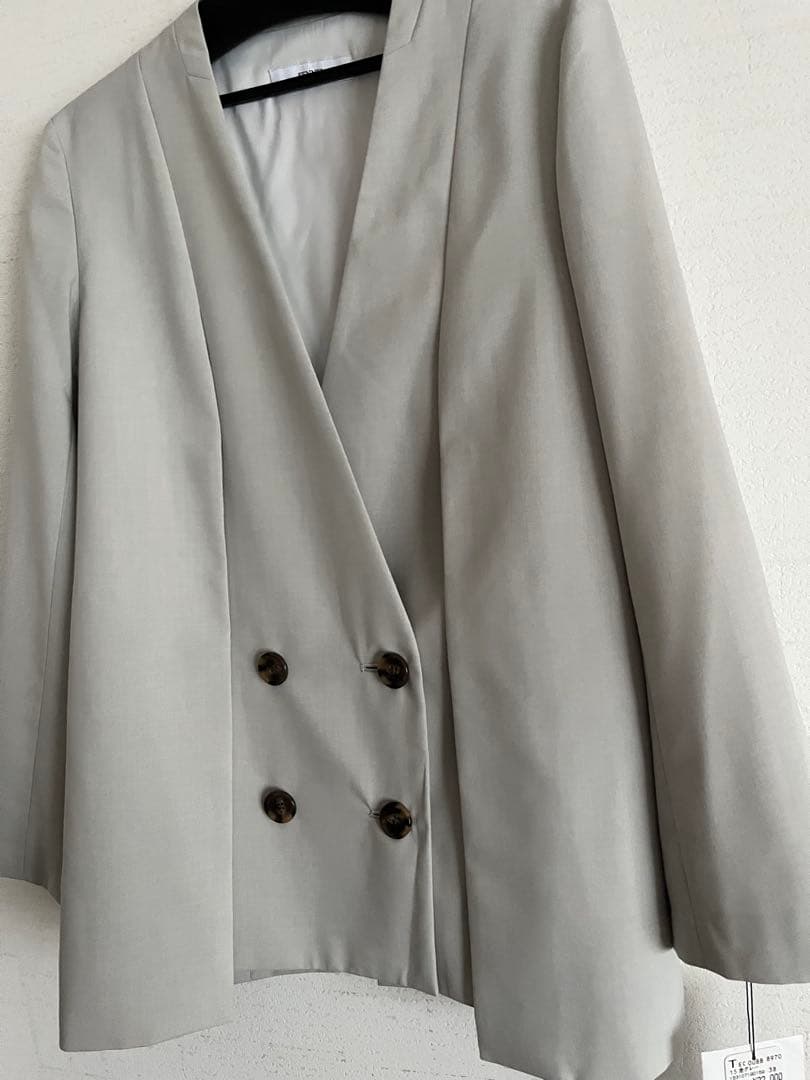 新品/FENNEL/ダブルフロント2wayノーカラージャケット（杢グレー）