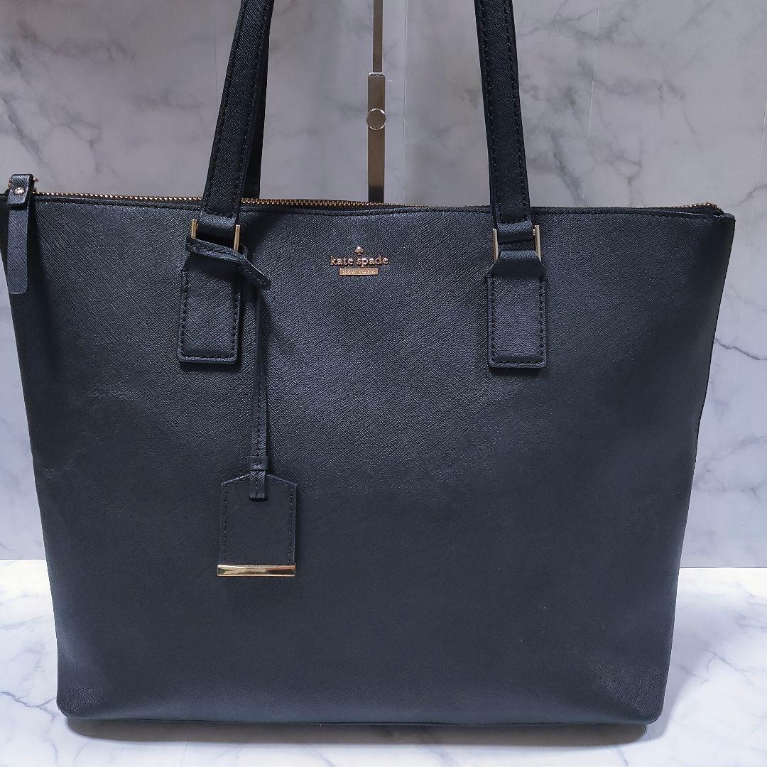 美品 KATE SPADE レザー トートバッグ ビジネス A4収納 ブラック