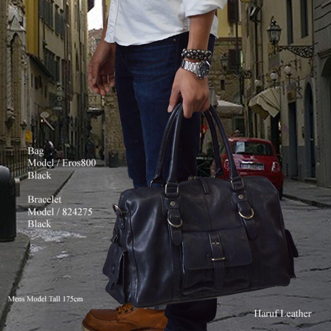 HARUF ハルフ　ショルダーボストン　ブラック黒　牛革　Cow Leather