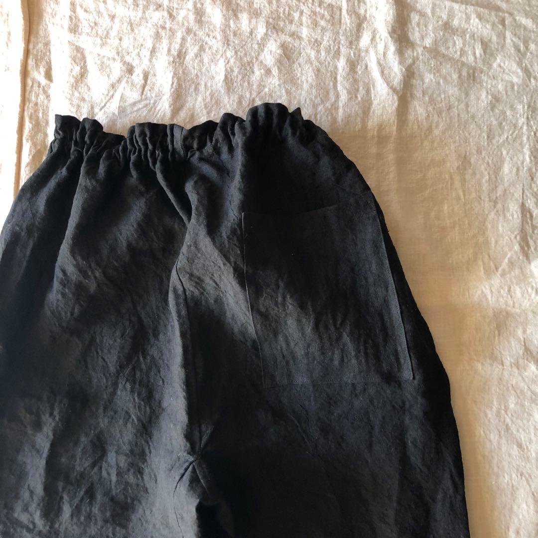 リネンのもんぺ　ブラック