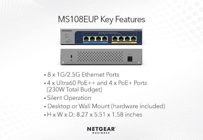 NETGEAR MS108EUP PoE 2.5G スイッチングハブ