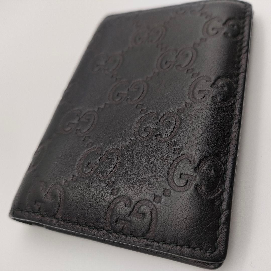 GUCCI グッチ シマ カードケース 名刺入れ　本革 レザー ブラック メンズ