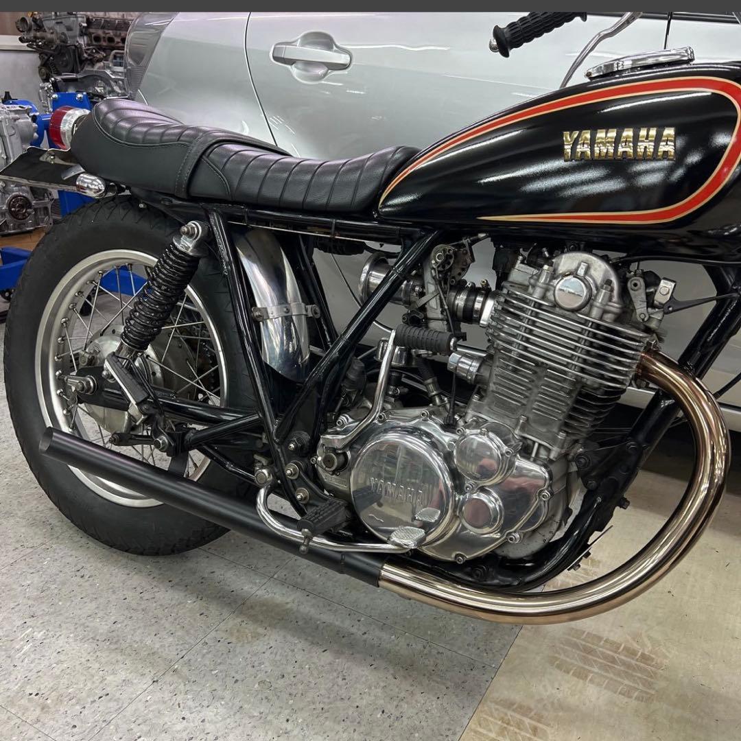 ぽ*ん様 ワンオフ　SR400 ショート菅　ドラッグパイプスラッシュカットマフラ