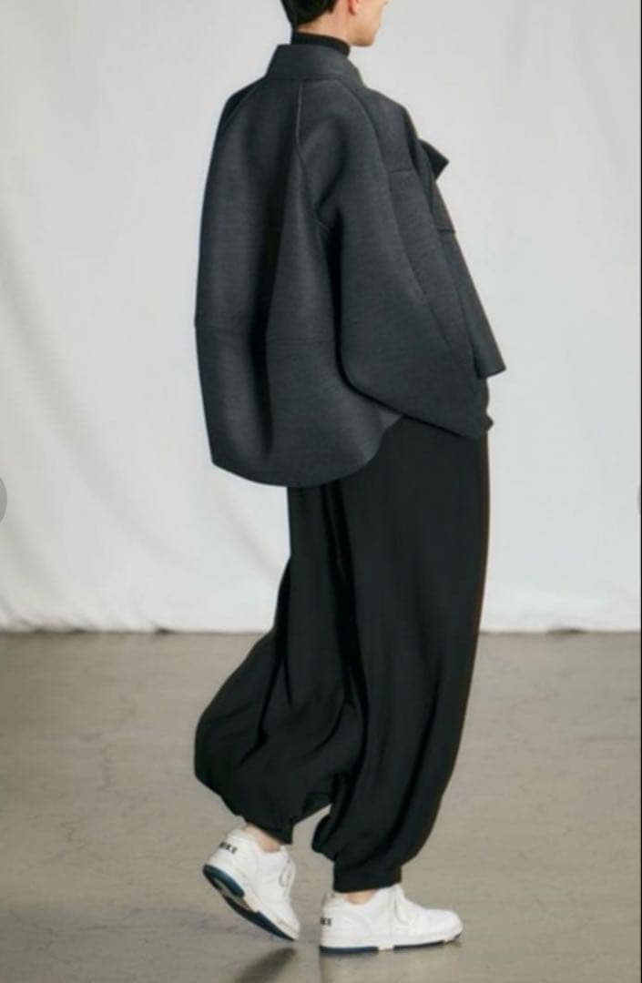 うさこ　エンフォルド　ウールボンディングショートコートチャコールグレー38