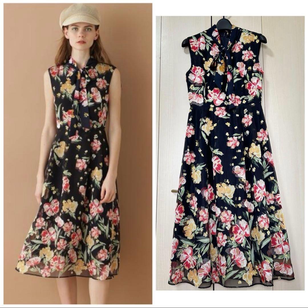 芸能人着用♡グレースコンチネンタル フラワープリント3Dワンピース 36