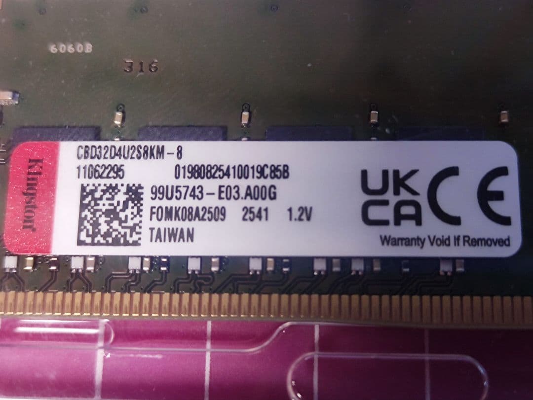 Kingston　DDR4 3200 16GB（8GB×2）メモリ
