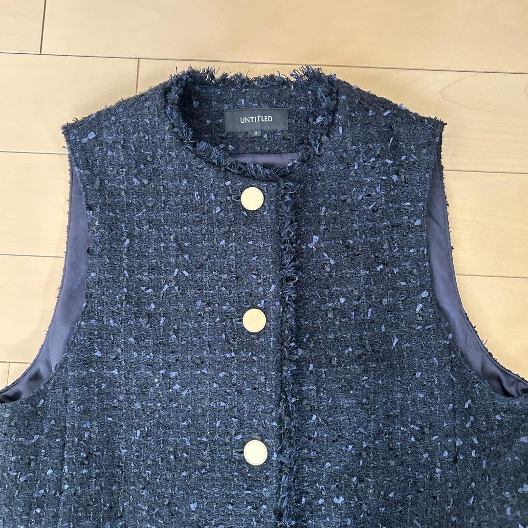 UNTITLED ファンシーツイードジレ ネイビー