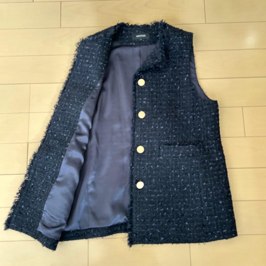 UNTITLED ファンシーツイードジレ ネイビー