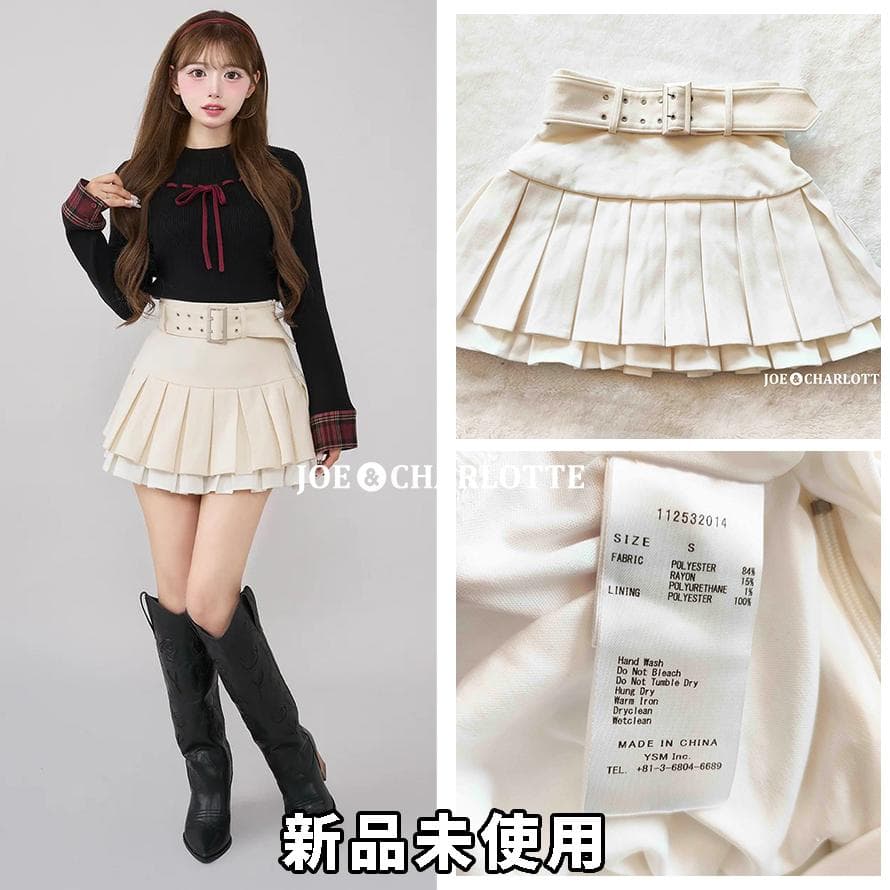 ダーリッチ darich ダブルプリーツミニスカート IVO アイボリー S