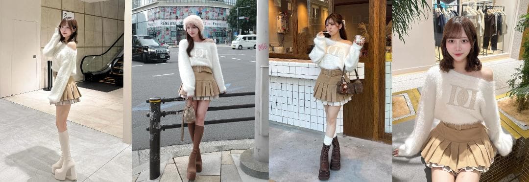 ダーリッチ darich ダブルプリーツミニスカート IVO アイボリー S