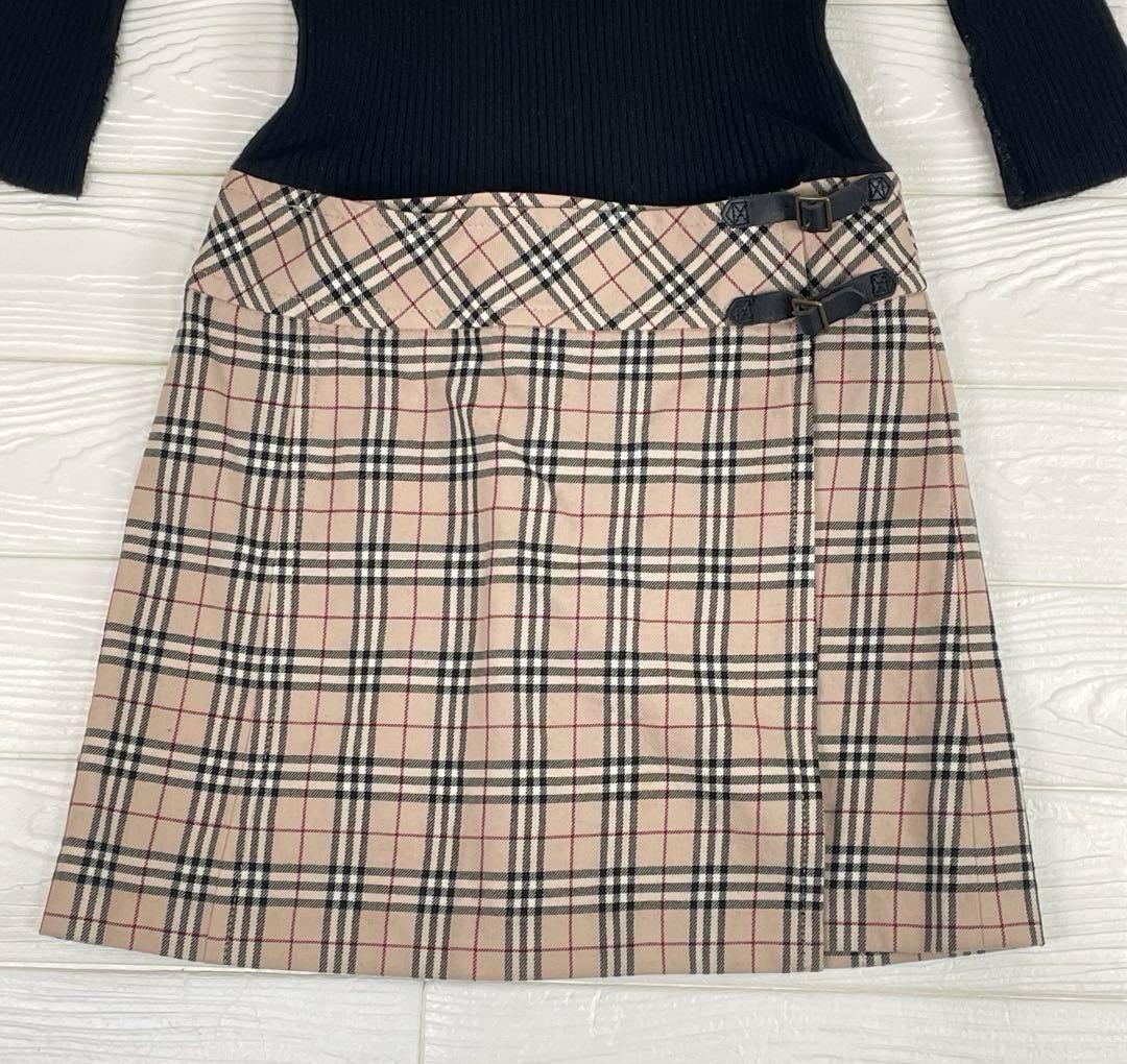 バーバリーブルーレーベル　ドッキングワンピース　タートルネック　ノバチェック