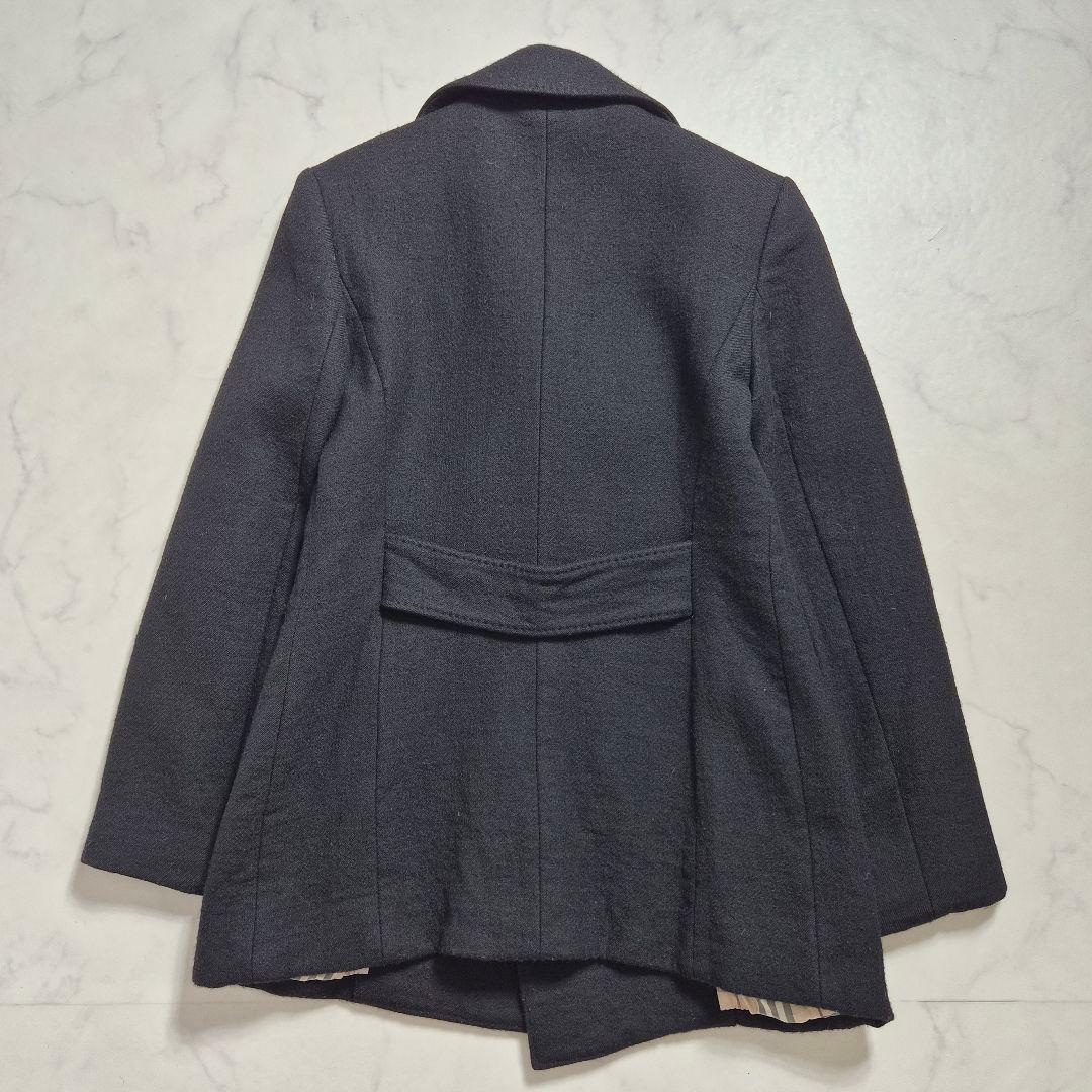 【美品】バーバリーロンドン ピーコート ウール ノバチェック ブラック L