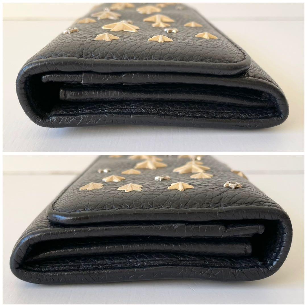 【極美品】JIMMY CHOO 長財布 クリスタル スタースタッズ付き 黒