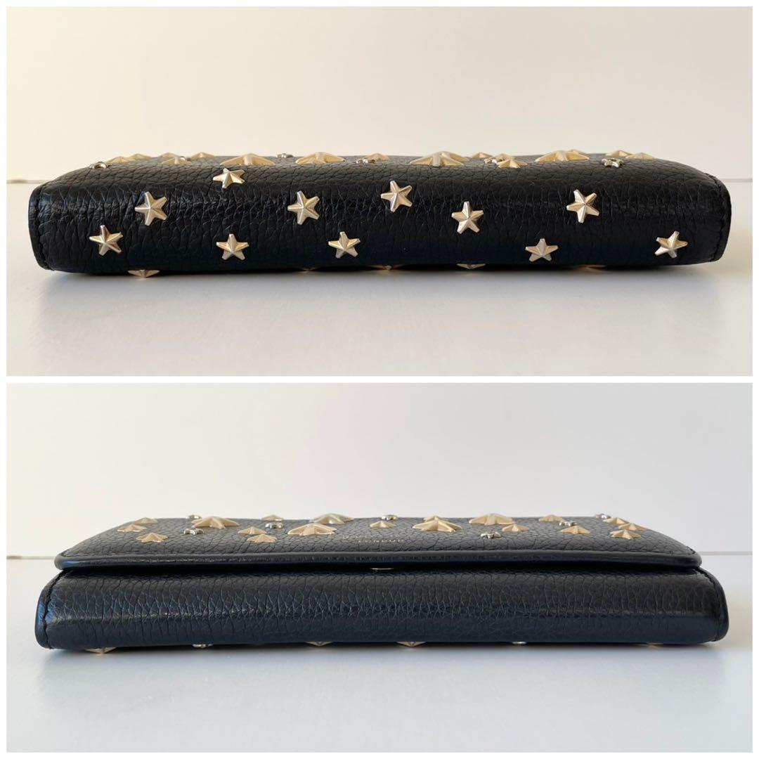 【極美品】JIMMY CHOO 長財布 クリスタル スタースタッズ付き 黒
