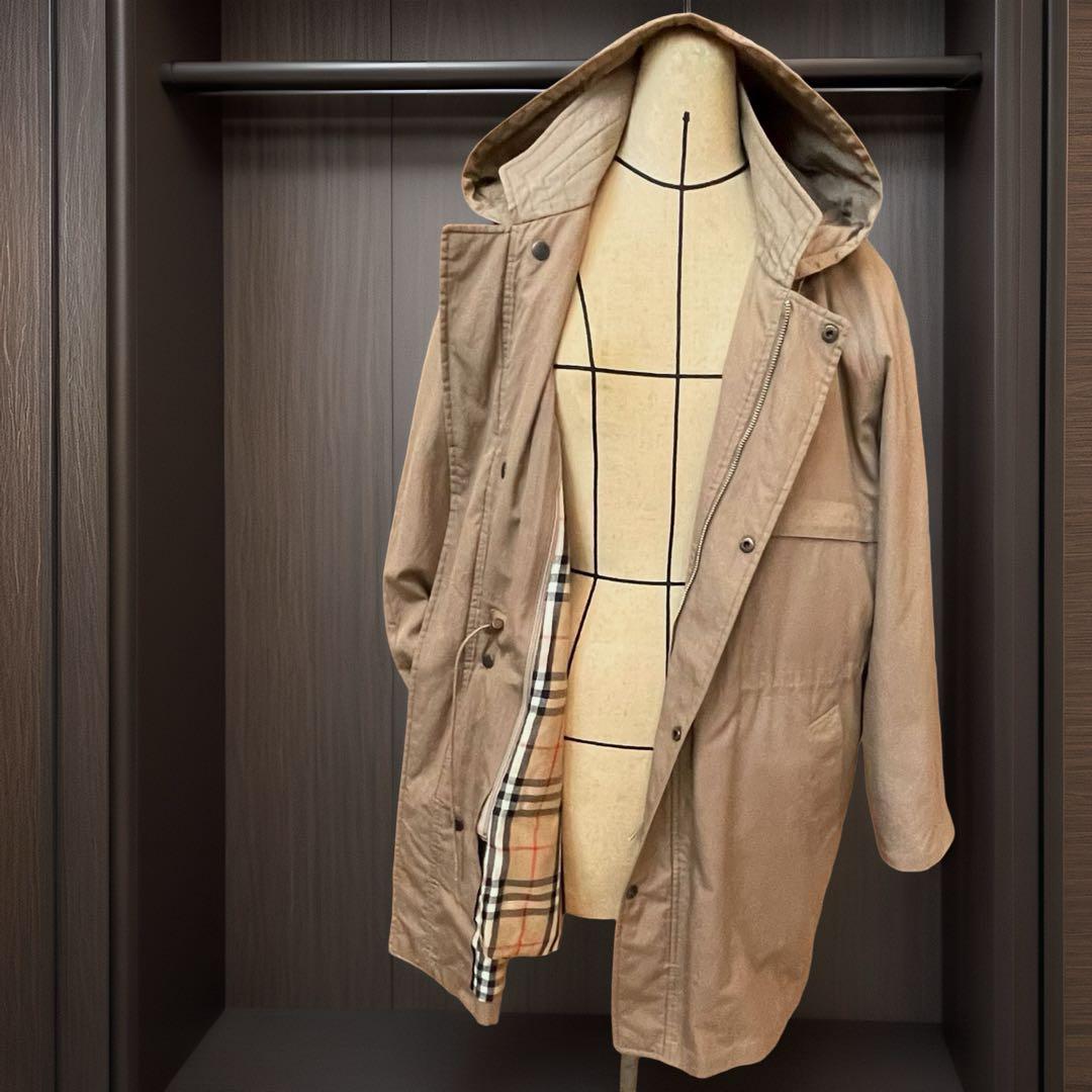 美品✨バーバリー ダウンライナー付モッズコート L ノバチェック C-TK83