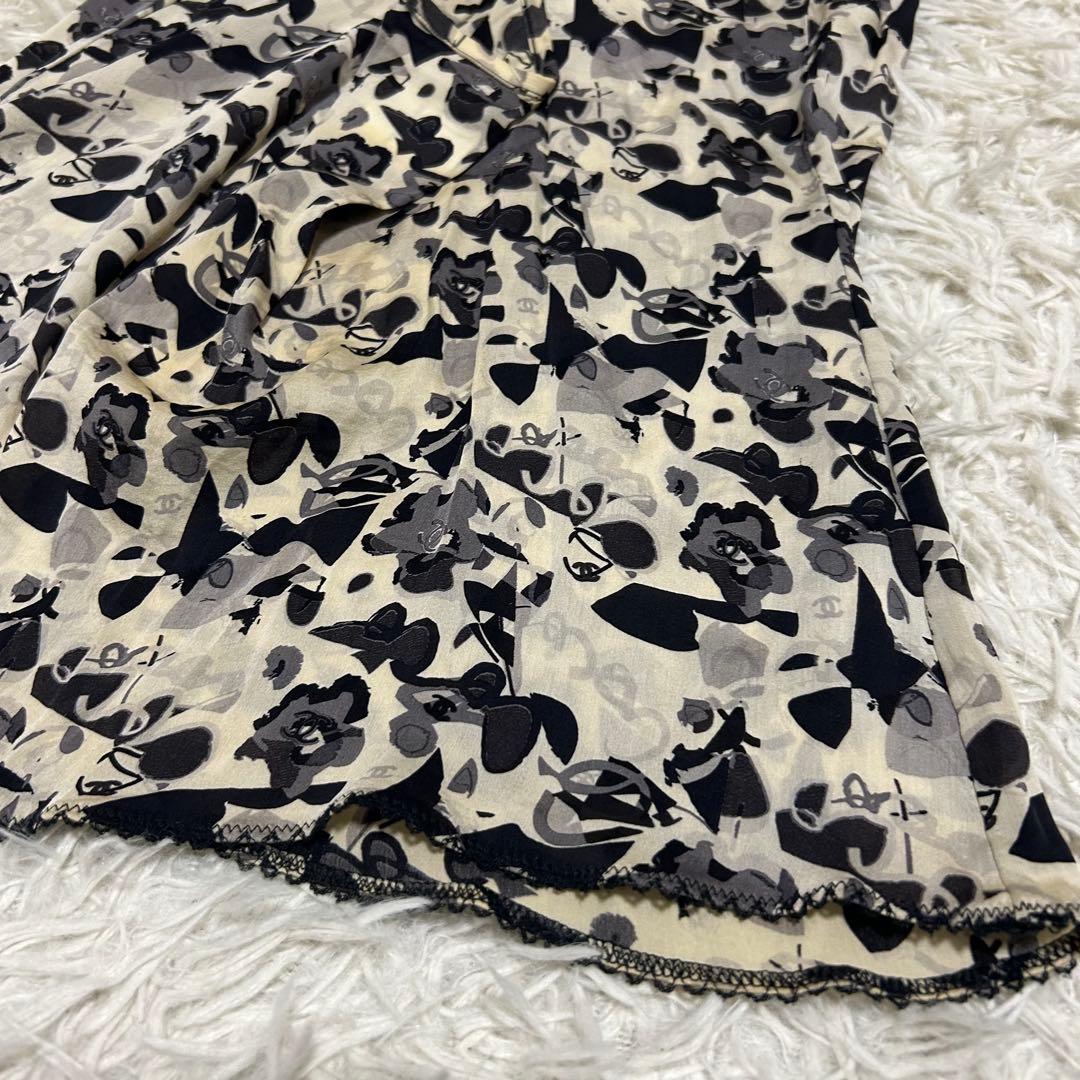 良品✨CHANEL 42 シルク フラワー カメリア ココマーク キャミソール