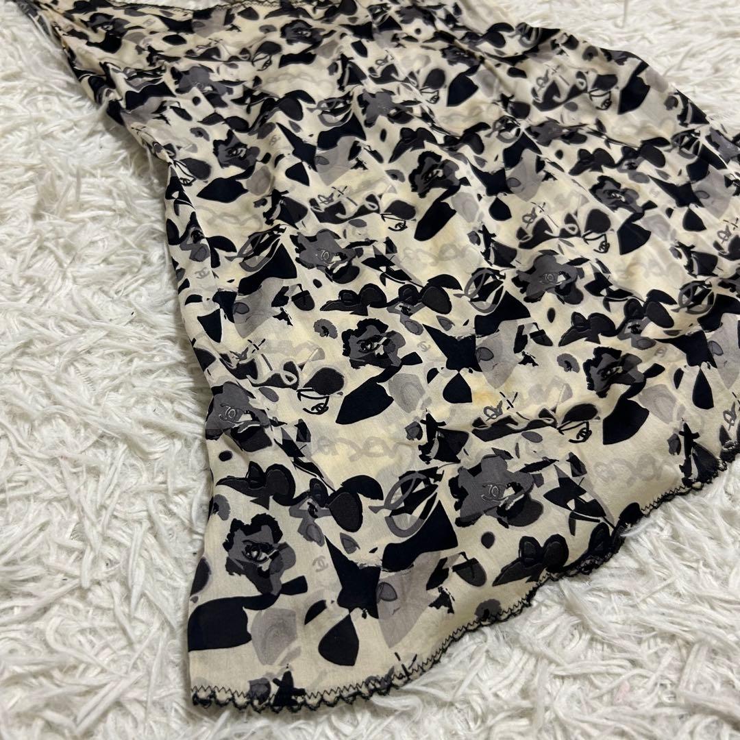 良品✨CHANEL 42 シルク フラワー カメリア ココマーク キャミソール