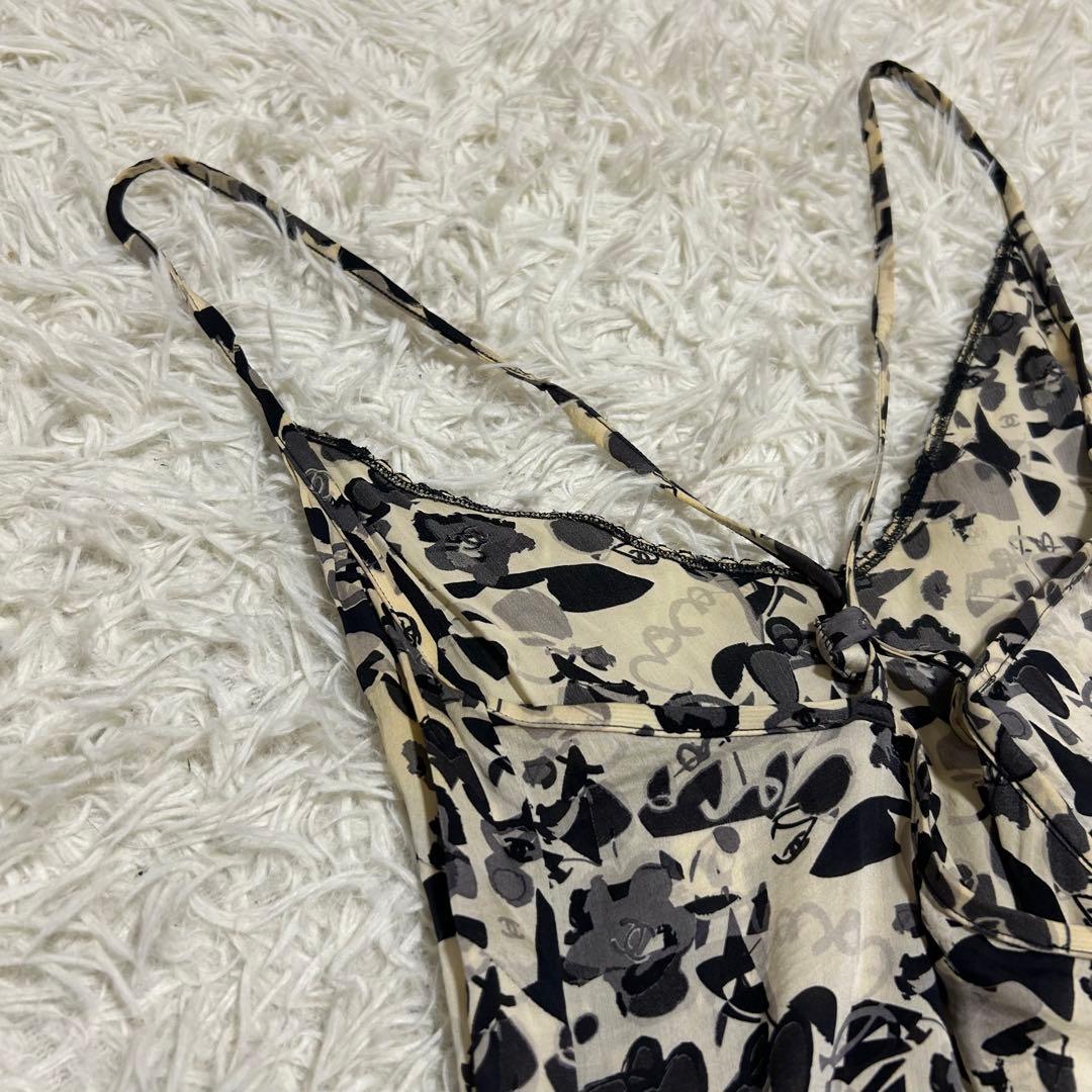 良品✨CHANEL 42 シルク フラワー カメリア ココマーク キャミソール