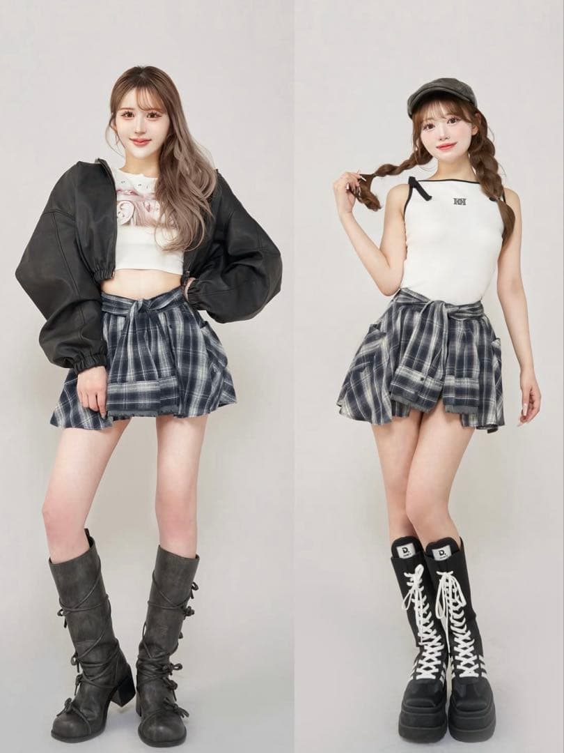 Darich レイヤードチェックショートパンツ　Freeサイズ