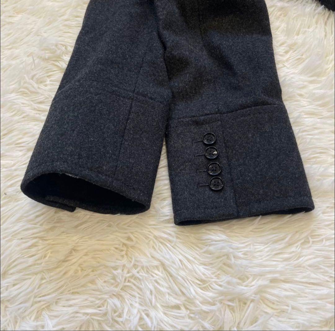 極美品 バーバリーブラックレーベル ピーコート ダークグレー ノバチェック