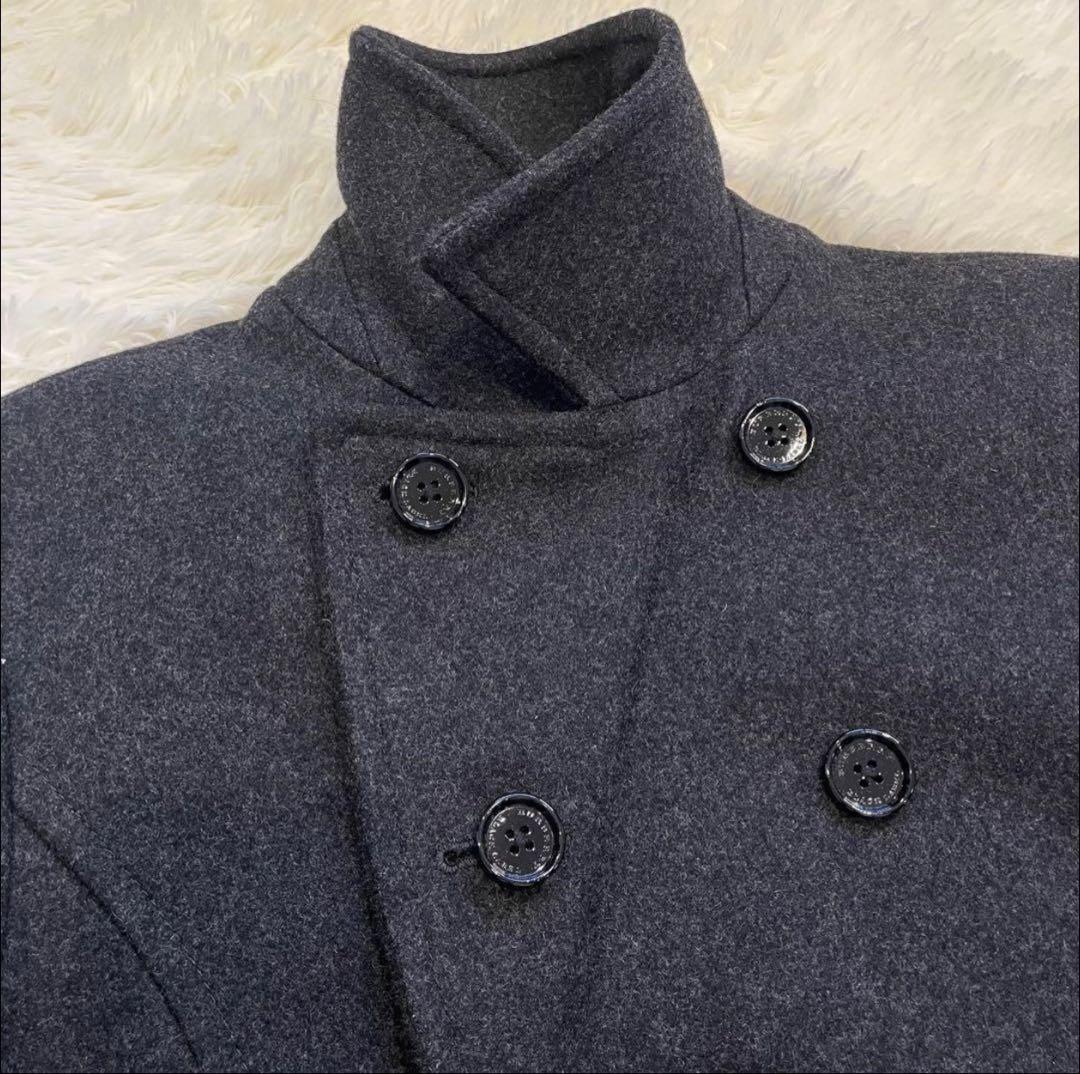 極美品 バーバリーブラックレーベル ピーコート ダークグレー ノバチェック