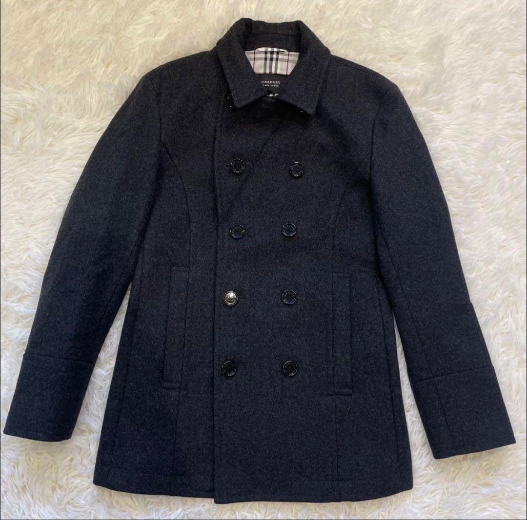 極美品 バーバリーブラックレーベル ピーコート ダークグレー ノバチェック